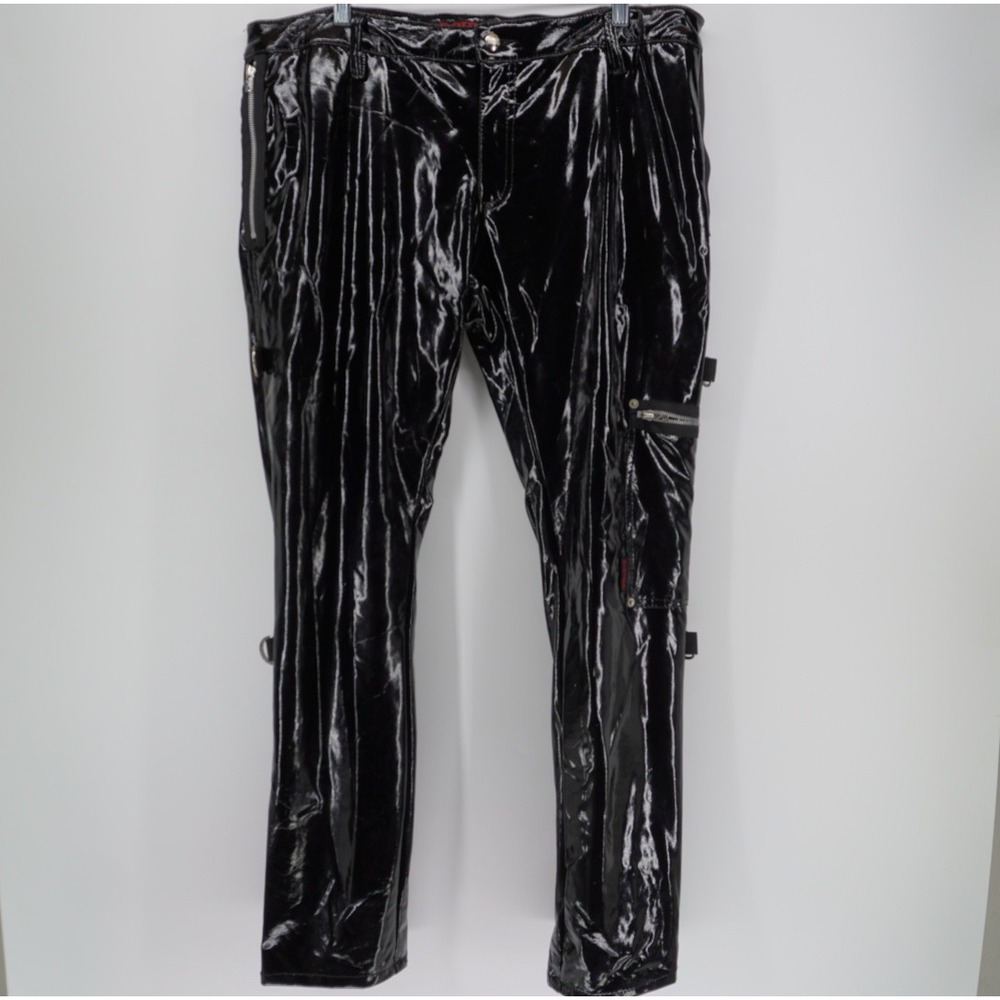 Tripp NYC Black Shiny Vinyl Pants Goth Punk Zippers RJ6037M Mens 38